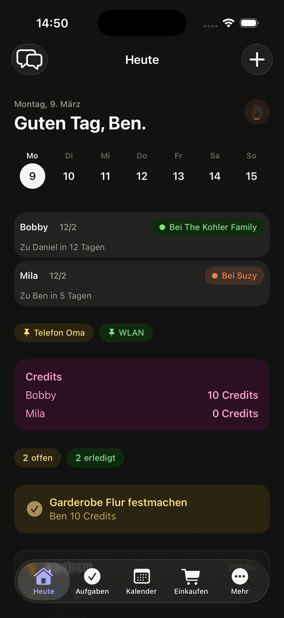 FamilyManager App - Dark Mode