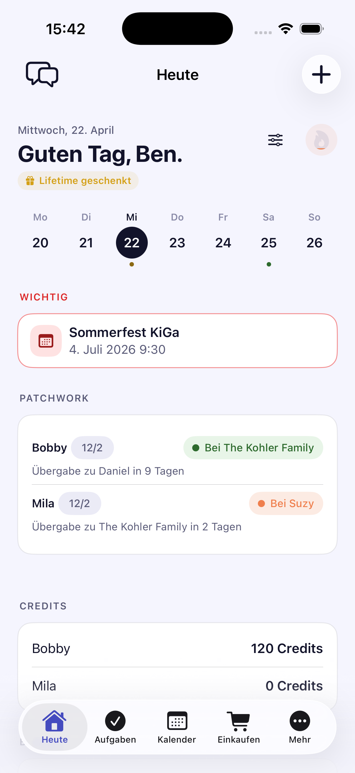 FamilyManager Today view