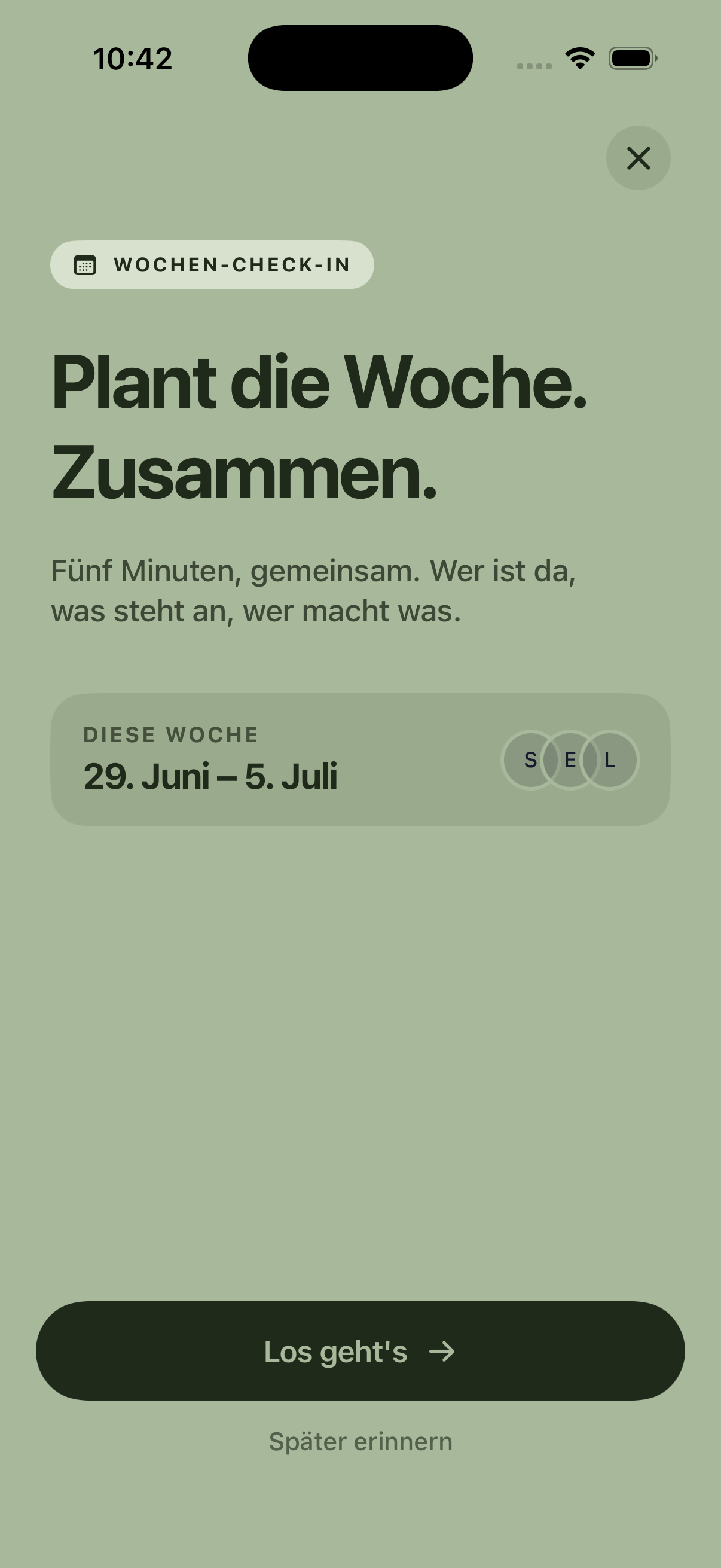 Weekly check-in: plan the week together in five minutes
